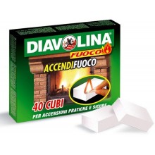 DIAVOLINA ACCENDIFUOCO 1 CONFEZIONE DA 40 CUBETTI STUFA BARBECUE ORIGINALE