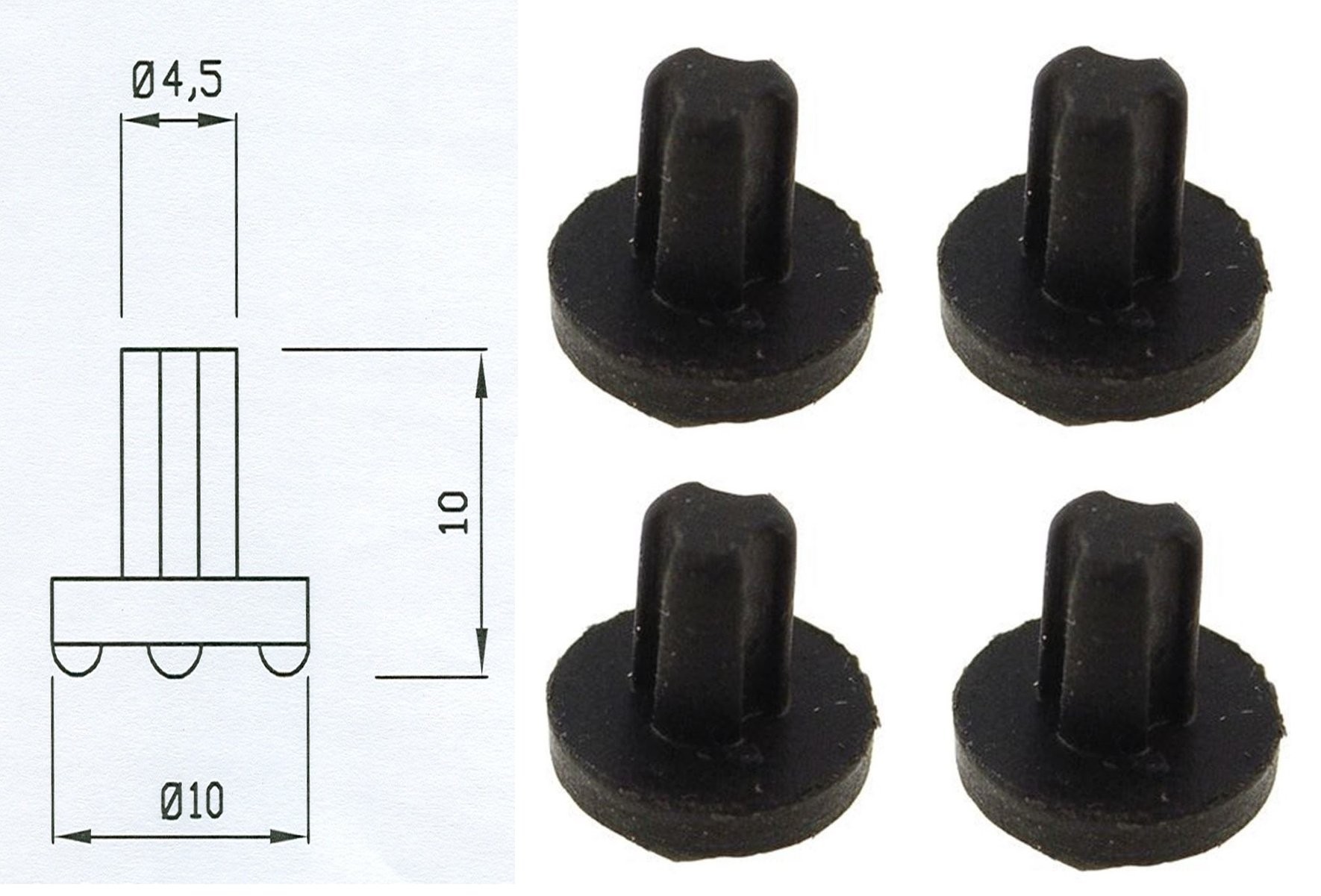 GOMMINO ANTIGRAFFIO PER GRIGLIA CUCINA A GAS - NARDI 4 PZ COD P002